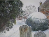 “See amid the winter snow” - snow covered bushes outside Holy Trinity north door.